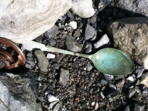 beachcombing. Image of a spoon