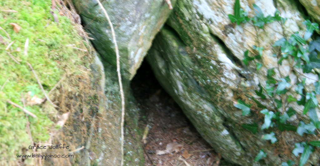 rocky hiding place illustrating a children's nature story from Ireland's magical town of Ballyyahoo