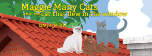 Cats on roof from the book Maggie Many Cats by Grace Jolliffe from a page with stories about cats