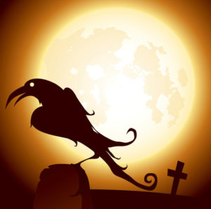 spooky halloween crow illustrating a page with Halloween Stories