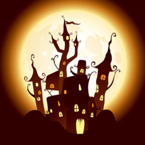 spooky halloween house illustrating a page with Halloween Stories